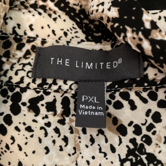 The Limited Shirt Women XLP Petite Beige Black Snake Print Chiffon Button Up Top - Picture 6 of 9
